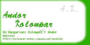 andor kolompar business card